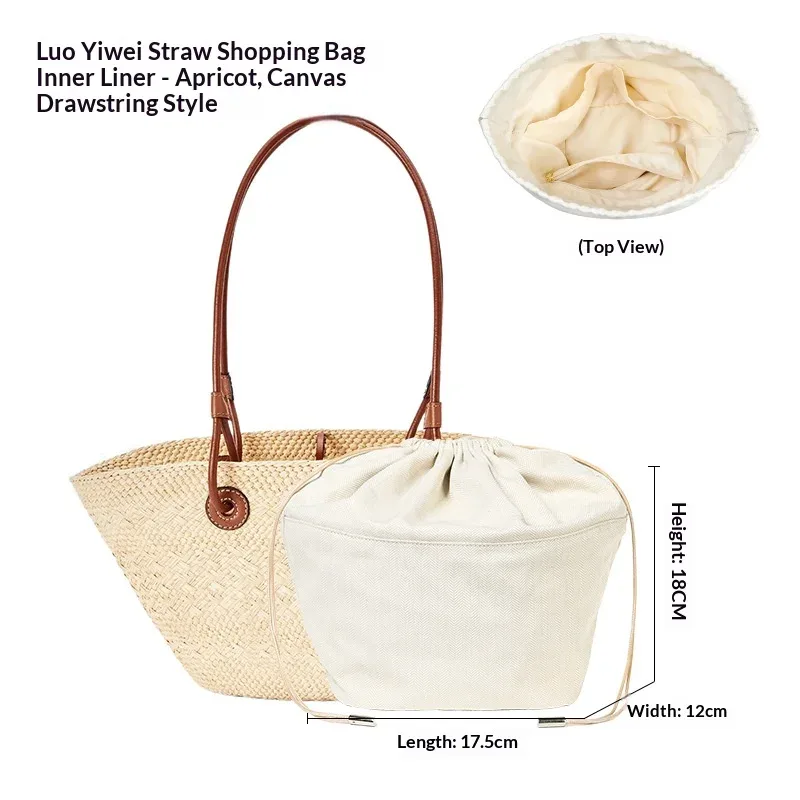 insert organisateur pour sac à cordon avec bandoulière pour sac en paille tressée anagram s/m/l, support et doublure intérieure, accessoires pour sacs