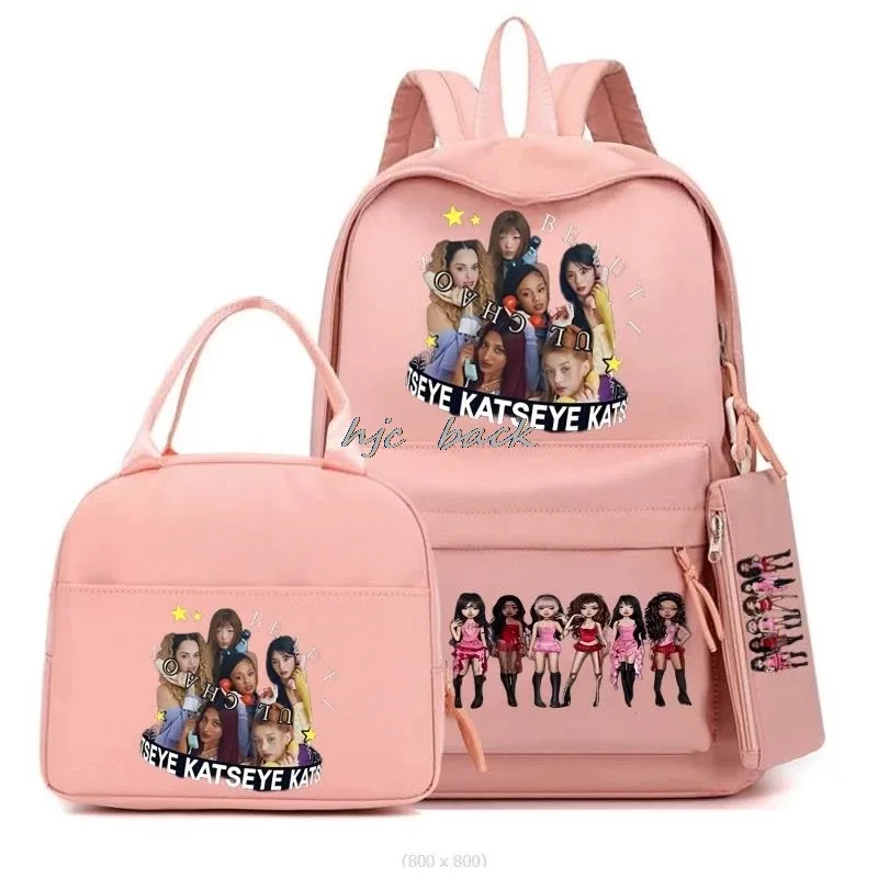 hot katseye drôle impression sacs à dos 3 pièces ensemble femmes ordinateur portable en nylon sacs d'école pour adolescentes garçons kawaii étudiants enfants