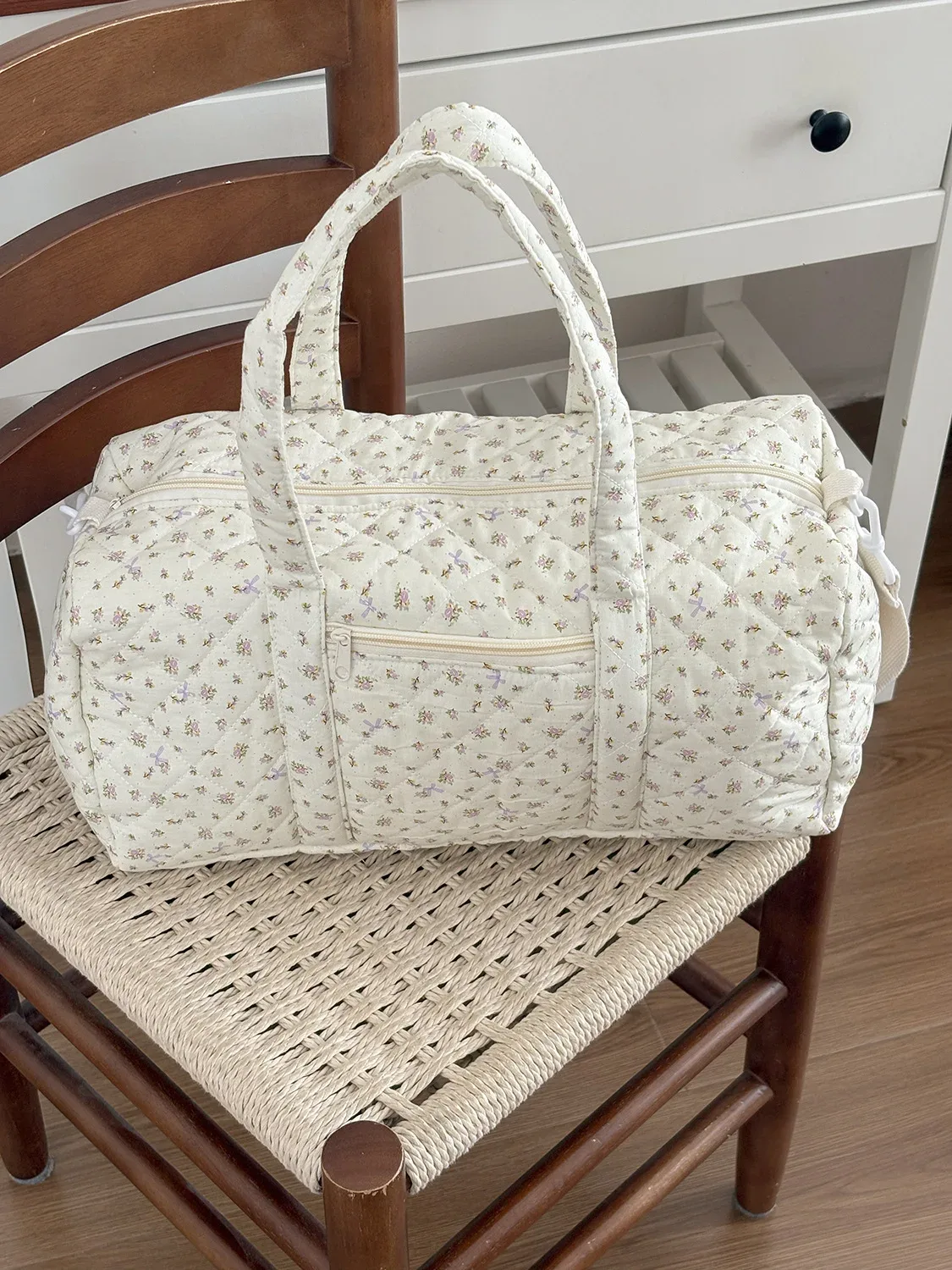 sac de voyage léger grande capacité yt, sac boston à bandoulière, petit sac de voyage matelassé à motifs floraux, style ins
