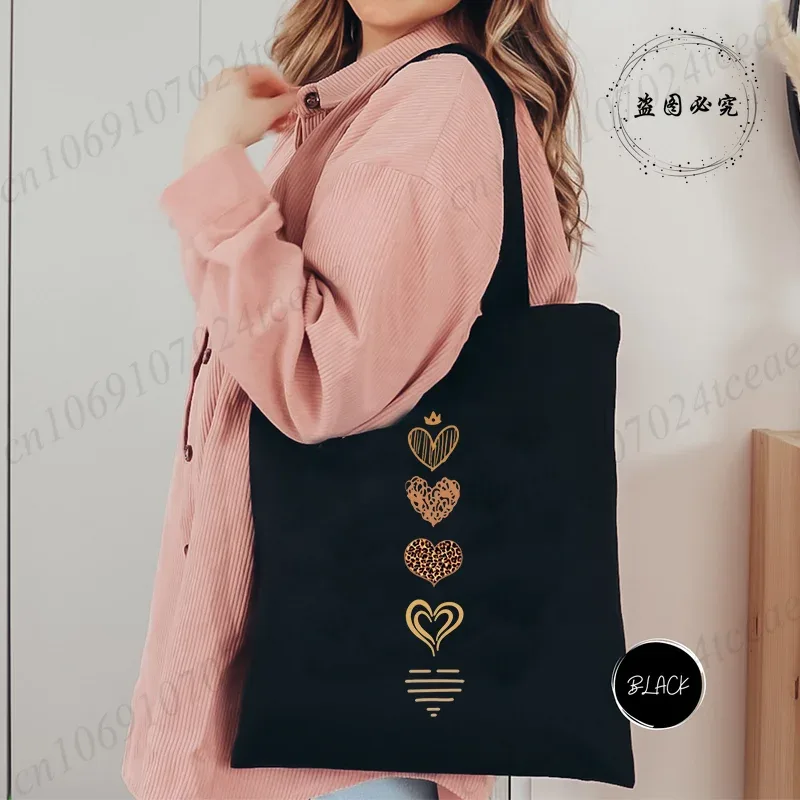 sac de shopping pour femmes minimaliste aquarelle coeur imprimé graphique sacs à bandoulière étudiants filles fourre-tout décontractés femmes sacs à main hg01