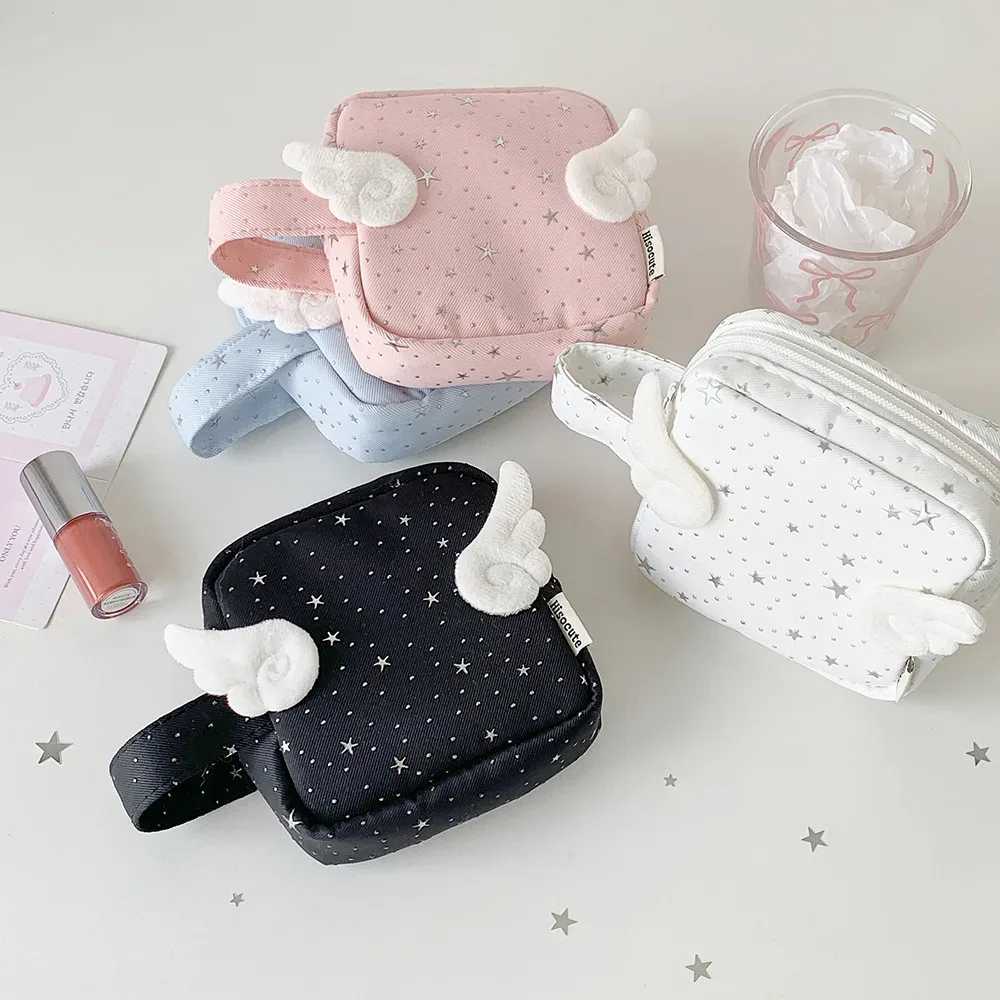 sac de rangement cosmétique portable multi-usage motif ange mignon, trousse de toilette, pochette de rangement pour rouge à lèvres et maquillage pour femmes, sac de voyage à main