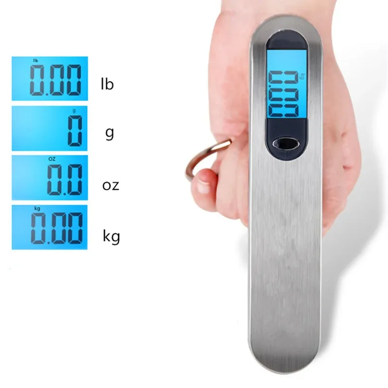 petite balance portable avec écran lcd numérique, 110lb/50kg, valise électronique suspendue pour bagages, pesée de voyage, balance de pêche