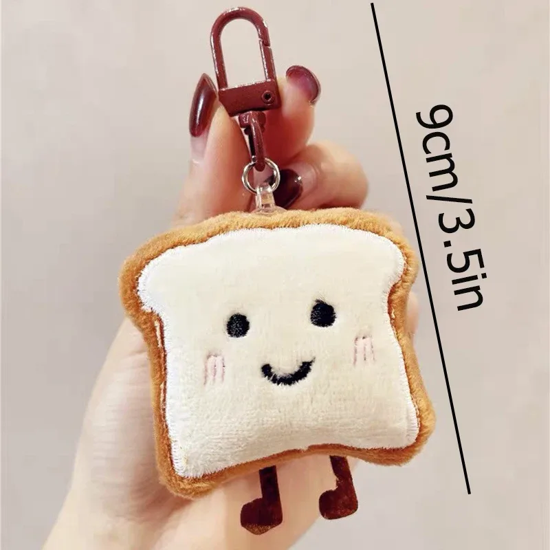 porte-clés pain grillé, poupée alimentaire en peluche de dessin animé, pendentif de voiture, sac à dos, breloques, accessoires de décoration de sac