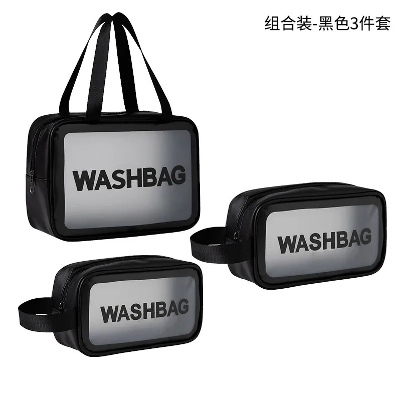 ensemble de sacs de maquillage de voyage multi-pièces en pvc transparent, sac de toilette portable et imperméable, sac de rangement pour cosmétiques de grande capacité et portable.
