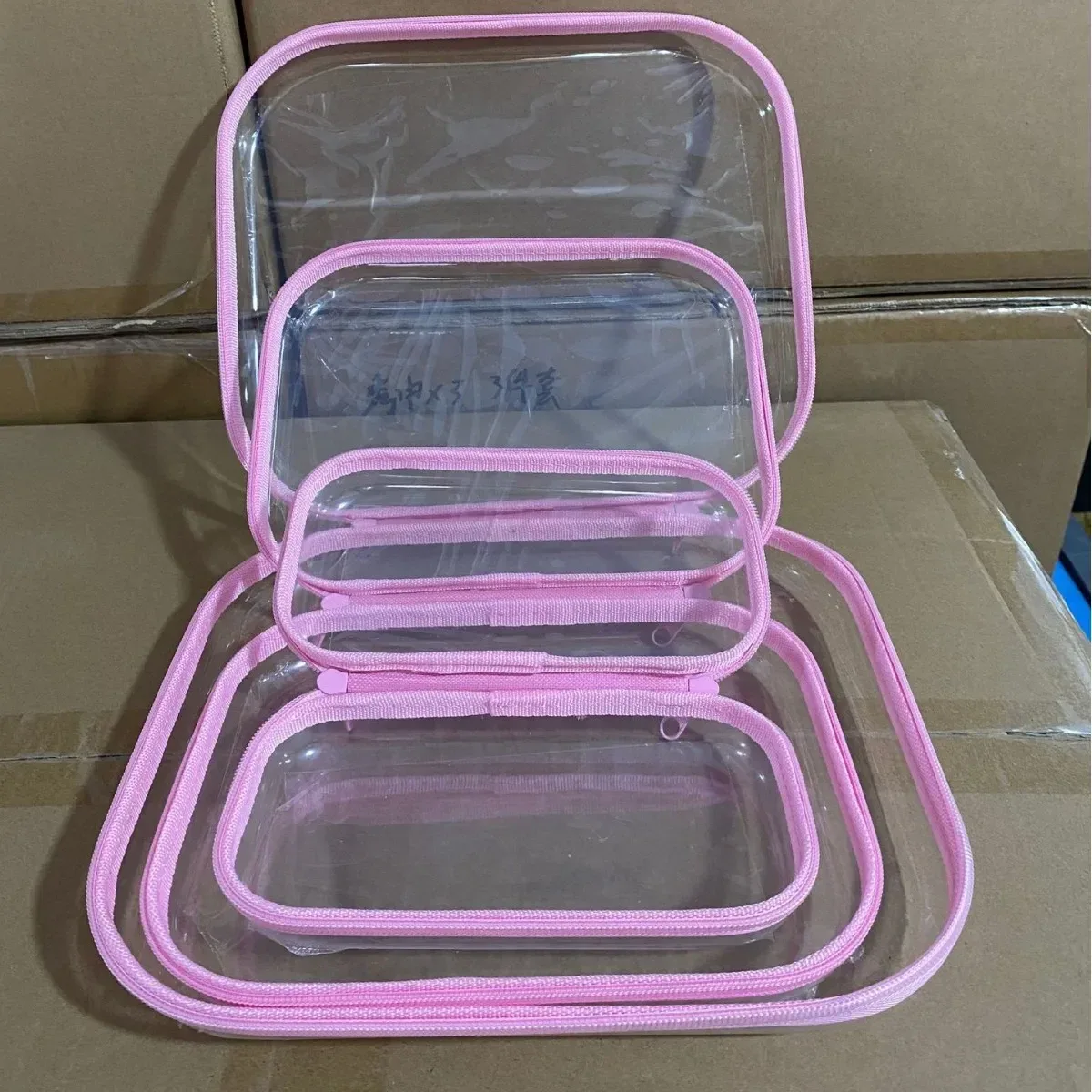 boîte de rangement en pet grande capacité, trousse de toilette de voyage, ensemble de trois pièces, sac de rangement pour cosmétiques, organiseur de maquillage, sac de transport