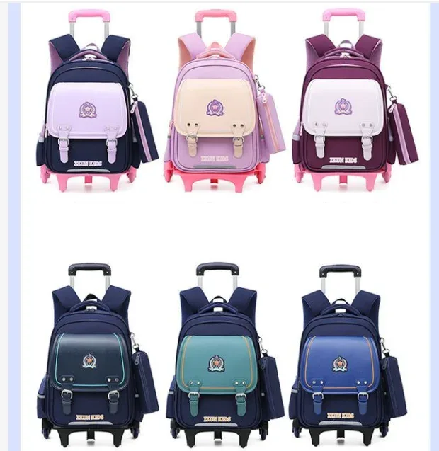 sac à dos d'école à roulettes pour garçons, sac à roulettes à 2 et 6 roues pour enfants, sac à roulettes étanche en pu pour filles