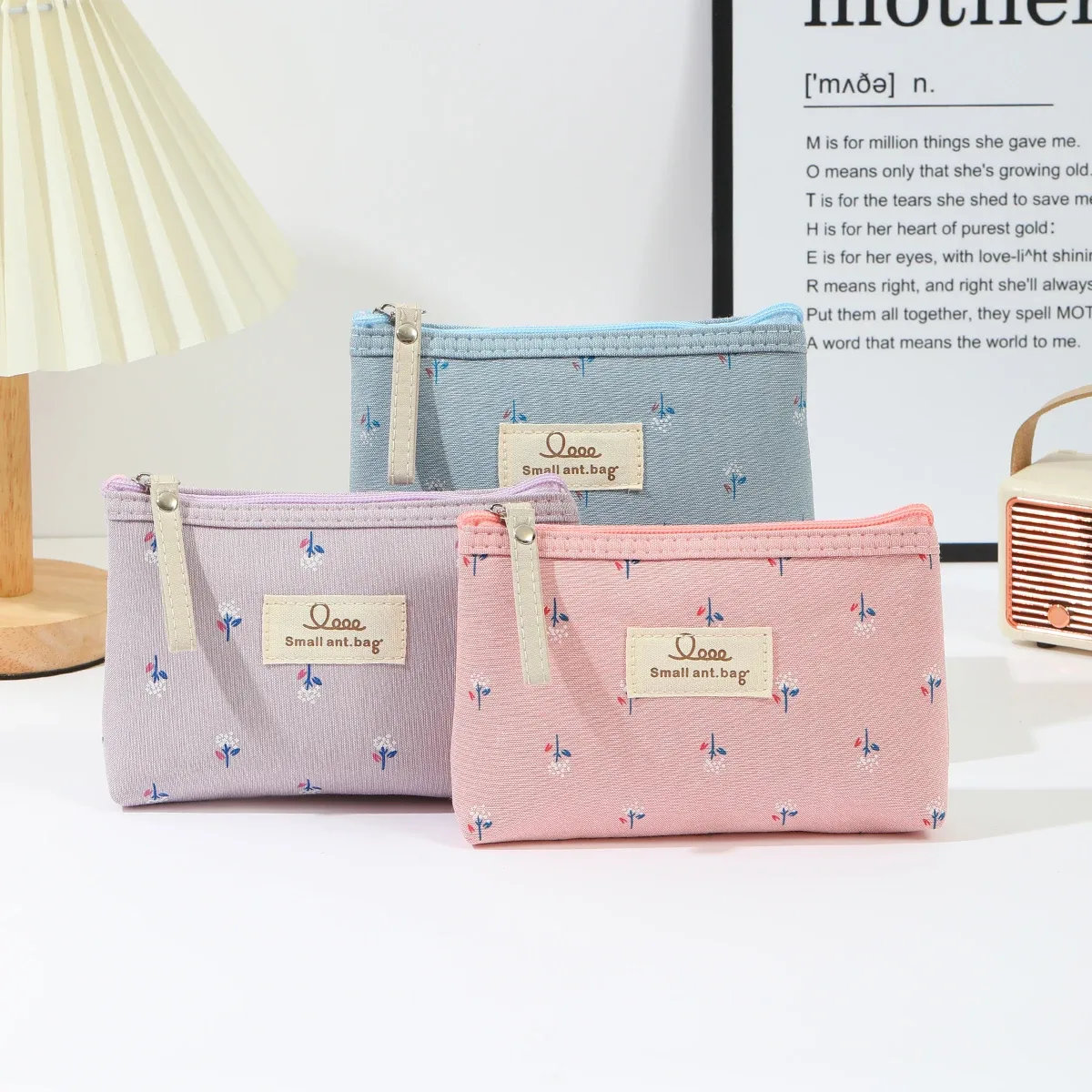 trousse de maquillage en toile style instagram imprimée, trousse à crayons portable pour femme, trousse de voyage pour étudiants, sac de rangement pour articles de toilette