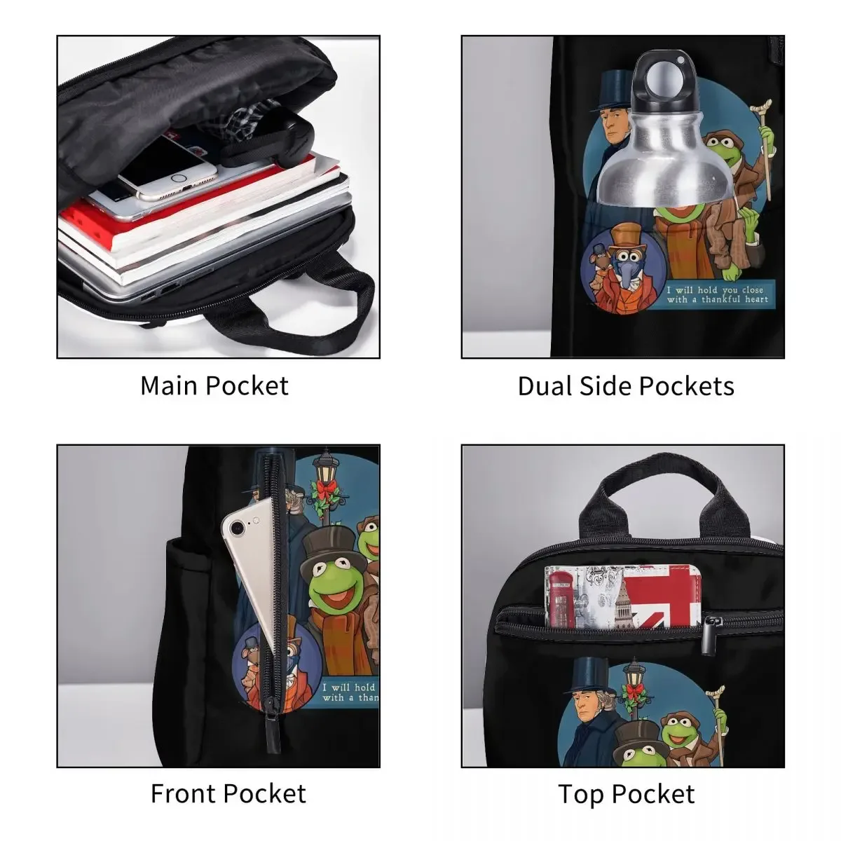 sac à dos i will hold you close with a thankful heart muppet christmas carol, sac à livres pour étudiants, sac d'école, sacs à bandoulière pour ordinateur