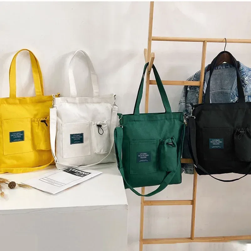 Sac en toile pour femmes, nouveau Design, sac à bandoulière à fermeture éclair, fourre-tout réutilisable de grande capacité pour dames, sacs de Shopping en tissu écologique