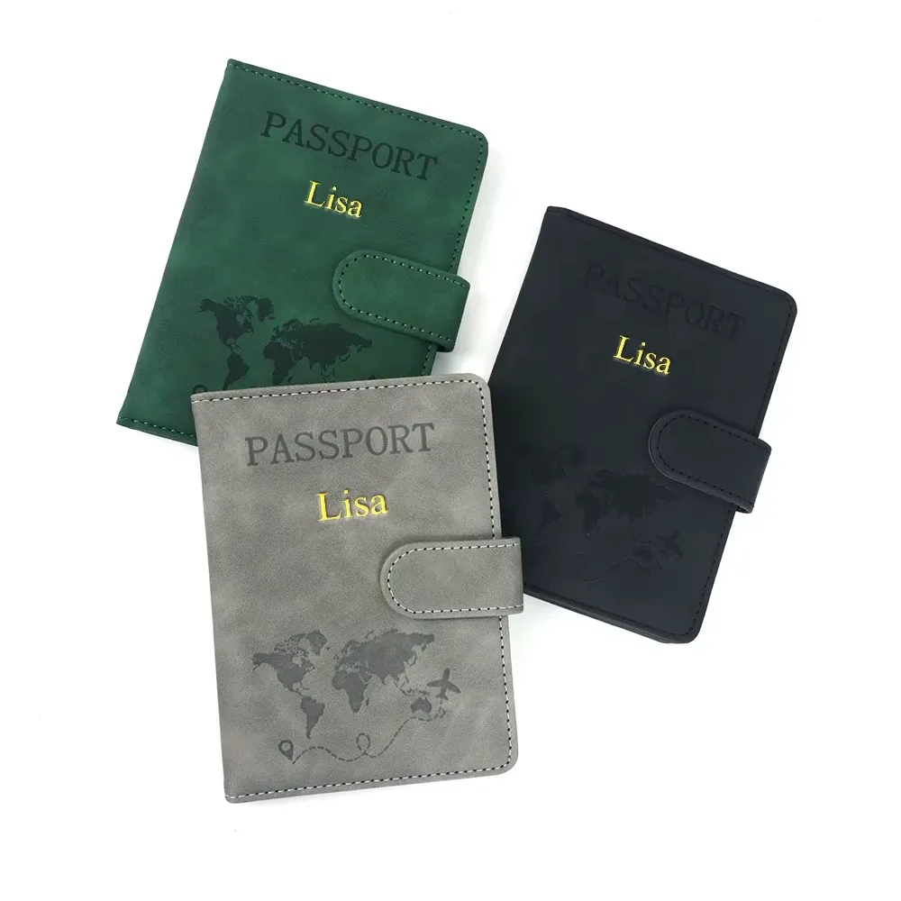 étui de transport multifonctionnel personnalisé en pu avec fermeture magnétique rfid pour passeport, carte sim, carte, billet, organiseur de documents