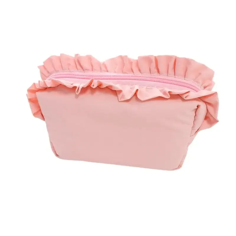 sac à cosmétiques à volants multicolores, pochette de maquillage mignonne avec fermeture éclair, sac de rangement de voyage portable pour femmes et filles