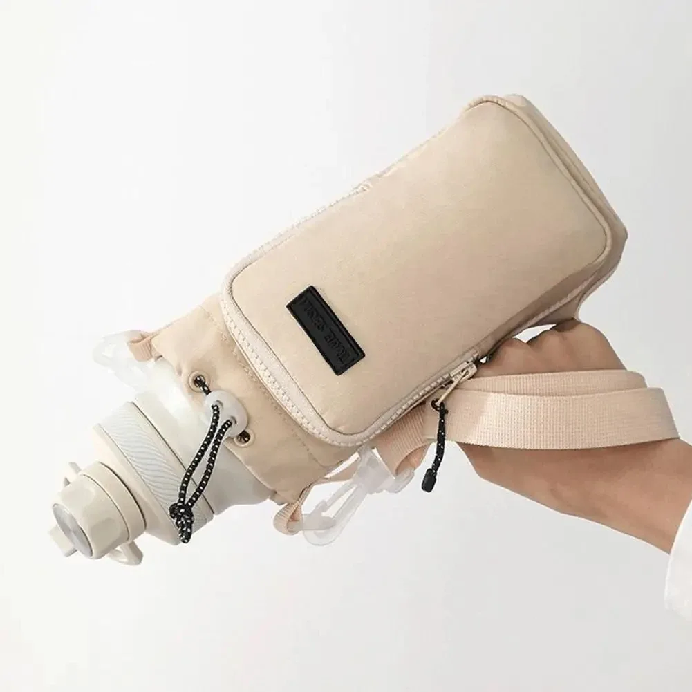 porte-bouteille d'eau isotherme unisexe avec sangle, sac bandoulière avec poche pour téléphone, sac de transport portable pour le sport et autres activités.