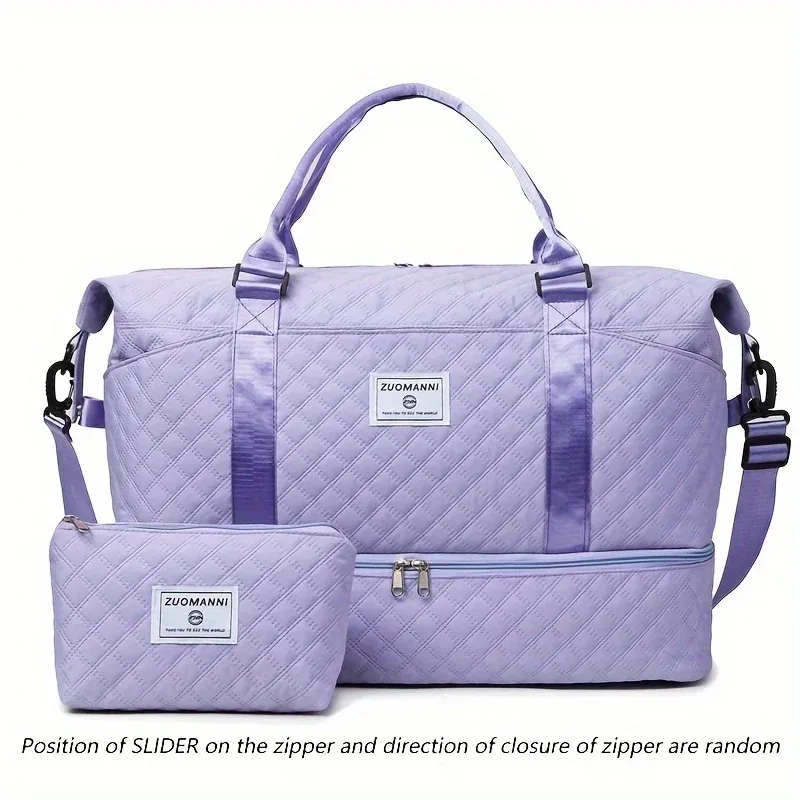 ensemble de 2 sacs polochons de voyage de grande capacité avec compartiment à chaussures et pochette à cosmétiques, sac de sport décontracté en nylon, sac de nuit pour week-end