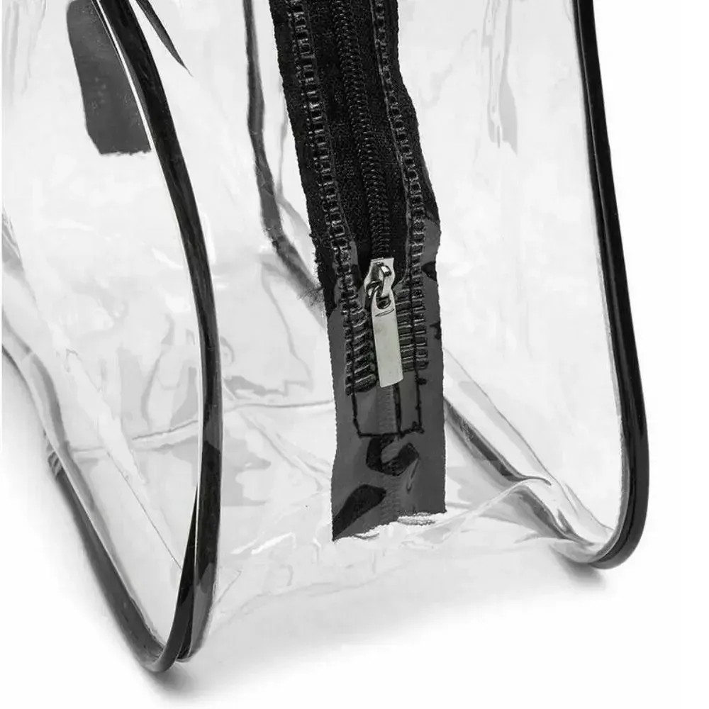 sac de toilette transparent noir pour voyage et concert, sac fourre-tout transparent approuvé pour les stades, trousse de maquillage, petit sac à main