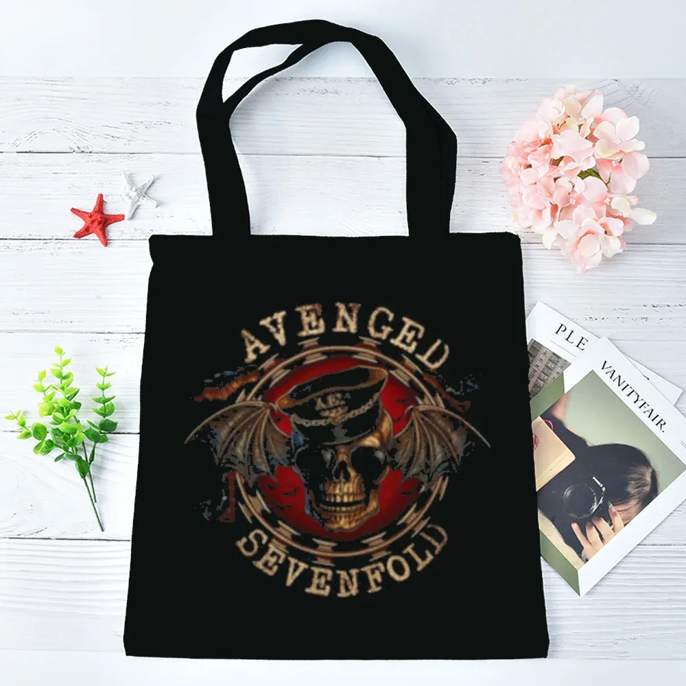 sac fourre-tout avenged sevenfold réutilisable personnalisable, sac à bandoulière, cabas pliable pour femme