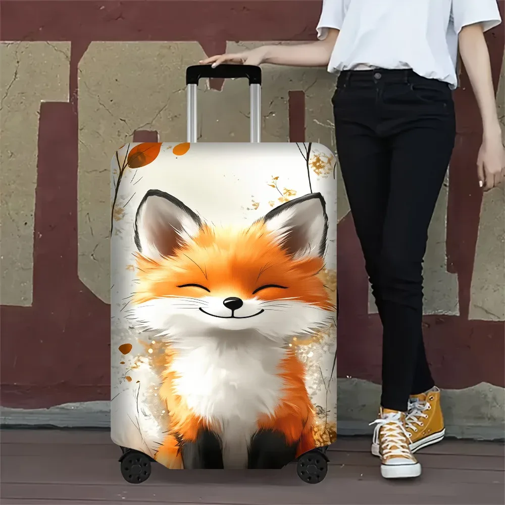 1 housse de bagage avec imprimé renard souriant mignon. S'adapte aux valises de 18 à 32 pouces ; protège efficacement vos bagages.