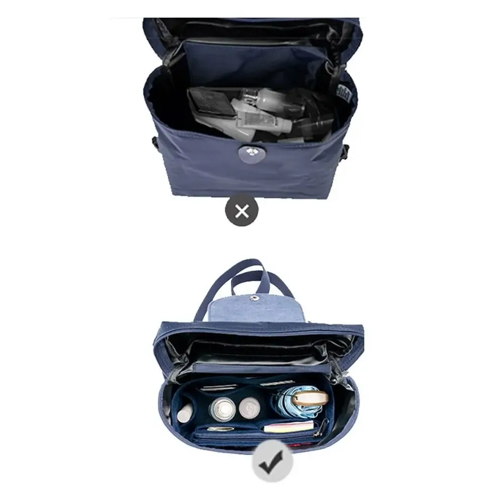 sac à dos à doublure en feutre pour femme, sac à dos longchamp le pliage, sac de voyage, insertion de sac à main à doublure, évaluateurs