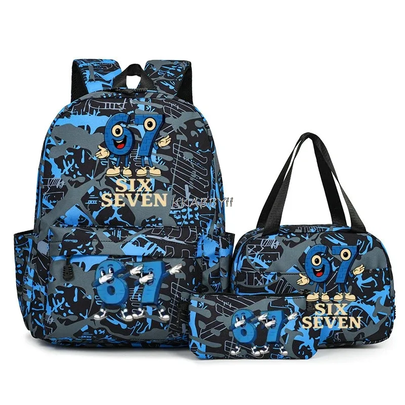 lot de 3 sacs à dos imprimés 67 six seven, style simple, légers, pour garçons et filles, sacs d'école amusants avec le numéro 67, sacs de voyage, mochilas