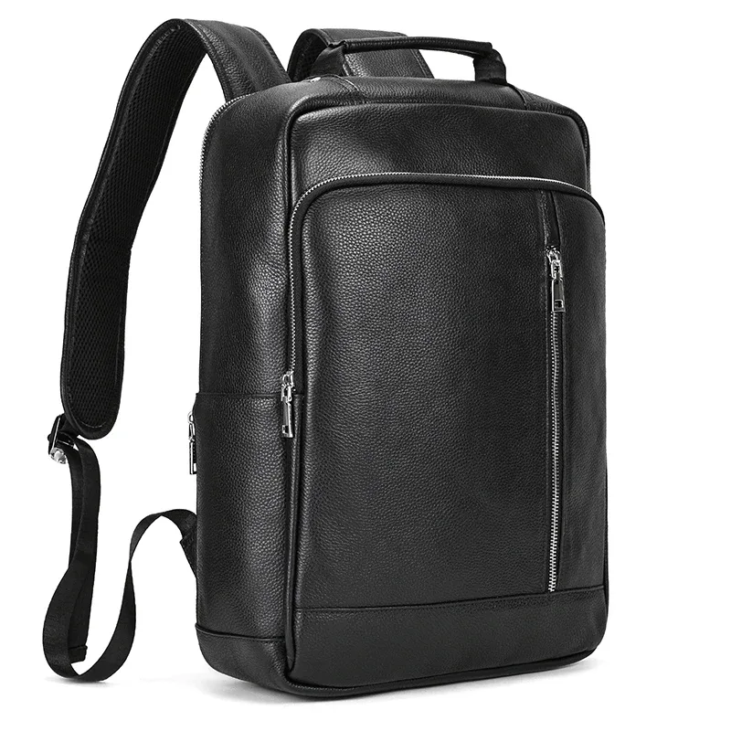 sac à dos en cuir crazy horse pour hommes, sac à dos de jour en cuir de vache pour ordinateur portable 15.6 pouces, sac à dos de voyage de grande capacité avec câble usb