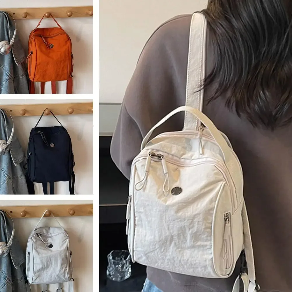 sac à dos en nylon froissé pour femmes, petit sac à bandoulière imperméable, léger, multi-poches, sac de voyage à bandoulière pour dames