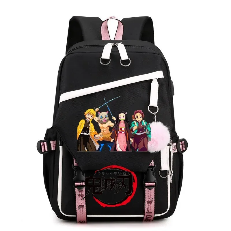sac à dos demon slayer nezuko kamado, sac à dos patchwork de grande capacité pour femmes et hommes, sac à dos de voyage, de sport, décontracté, pour adolescents, sac d'école pour ordinateur portable