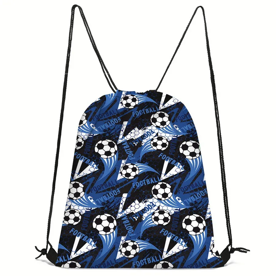 sac de sport à cordon de serrage imprimé football, sac à dos unisexe, motif créatif durable pour la randonnée et les voyages
