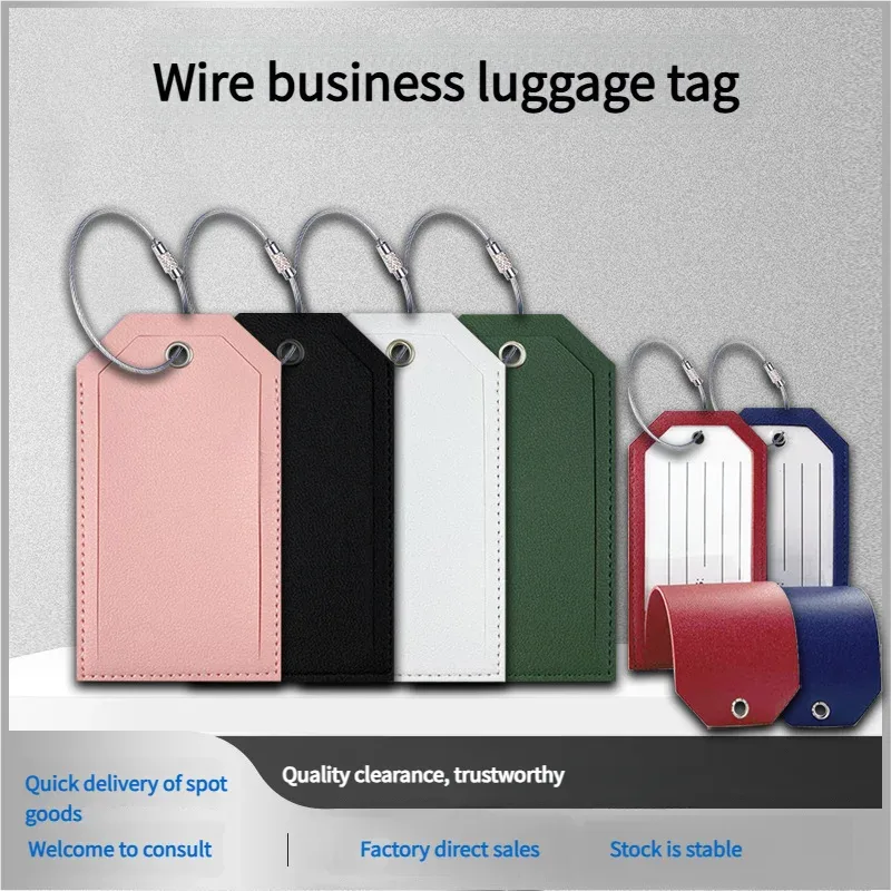 étiquette de bagage en cuir pu personnalisée avec boucle en fil d'acier - identificateur de sac de voyage personnalisé pour les voyages en avion