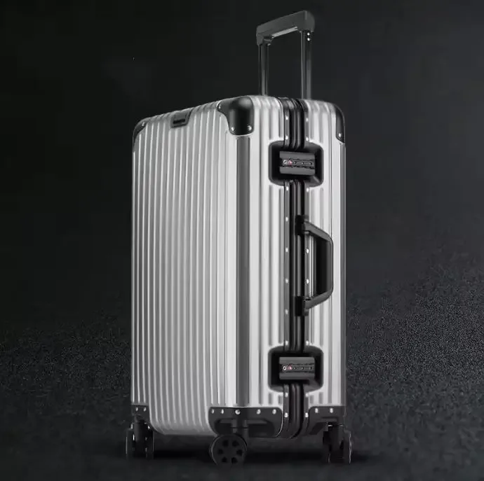100% valise en aluminium cabine 20/22/24/26/29 pouces alliage de magnésium bagage à main mot de passe boîte tsa serrure métal dur boîtier de chariot