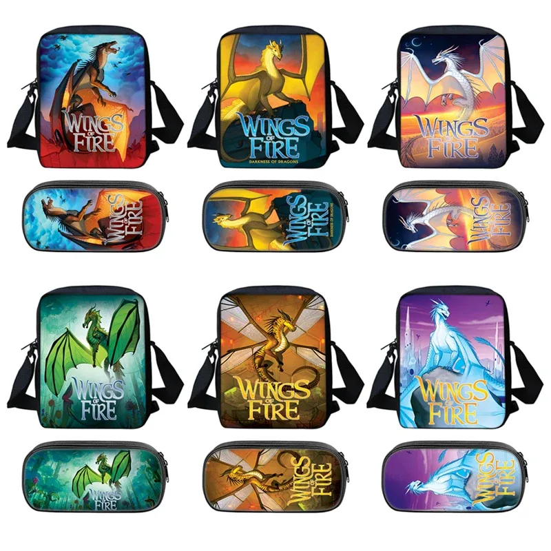 Ensemble de sacs de téléphone Wings of Fire, sac à bandoulière avec sac initié, étui à crayons, boîte à crayons pour étudiants, meilleur cadeau, 2 pièces