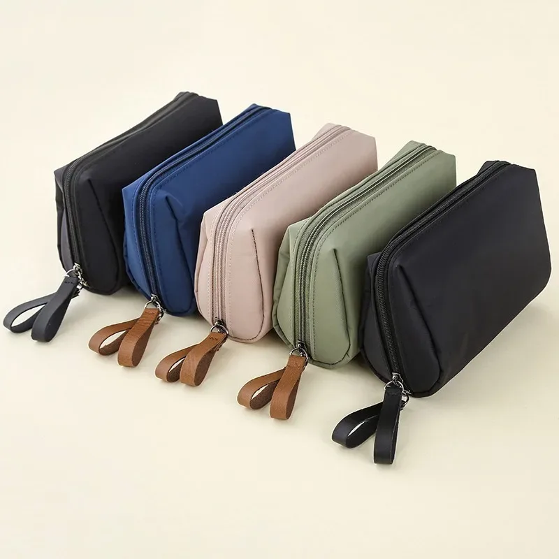 trousse de maquillage grande capacité compartimentée, plusieurs couleurs, pochette de rangement de voyage pour cosmétiques avec compartiment à rouge à lèvres, fermeture éclair, sac à main