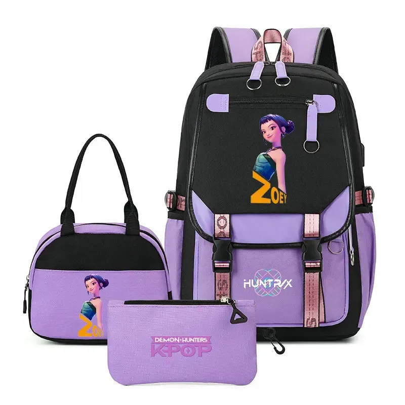 sacs à dos tendance k-pop demon hunters pour adolescentes, sacs à bandoulière, trousse à crayons, ensemble de sacs d'école pour étudiants, sac de voyage mochila