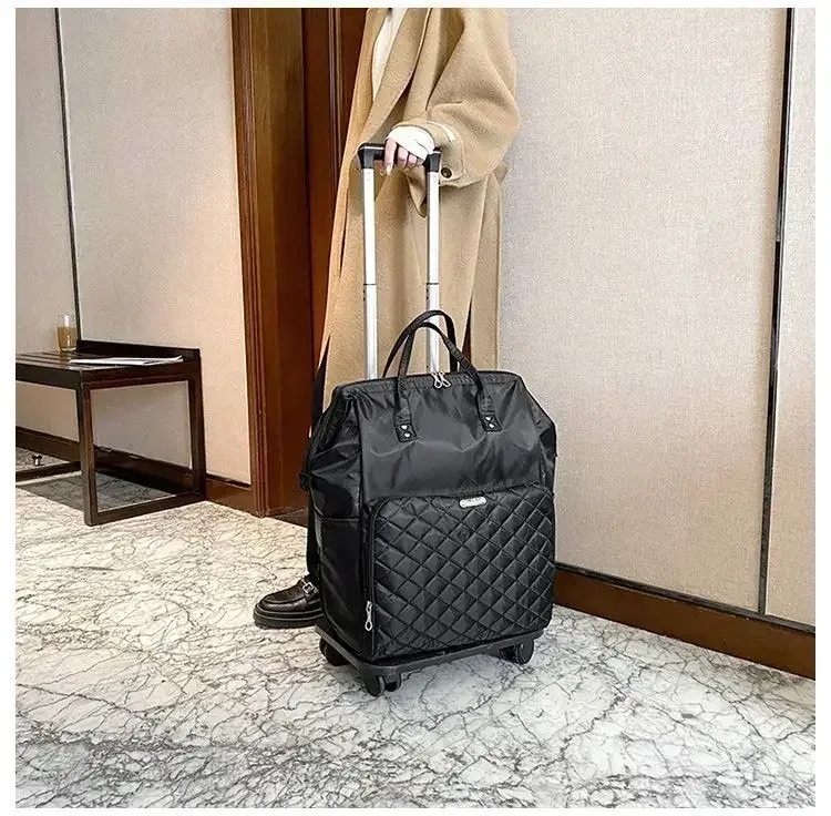 2025 nouveau cuir pour femmes étanche grande capacité portable mode bagage à roulettes voyage bagages oxford sac à dos sac à main