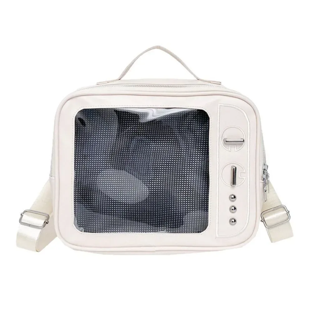 sac à dos pu tv model grande capacité ulzzang avec compartiment transparent, sac ita, compartiment de présentation portable, sac à bandoulière pour collection