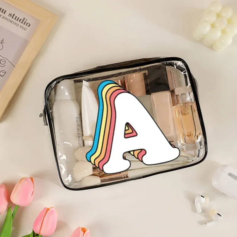 bouquet a-z sac de rangement de voyage sacs à cosmétiques étuis transparents imperméables en pvc sac de lavage en plastique à fermeture éclair de grande capacité portable
