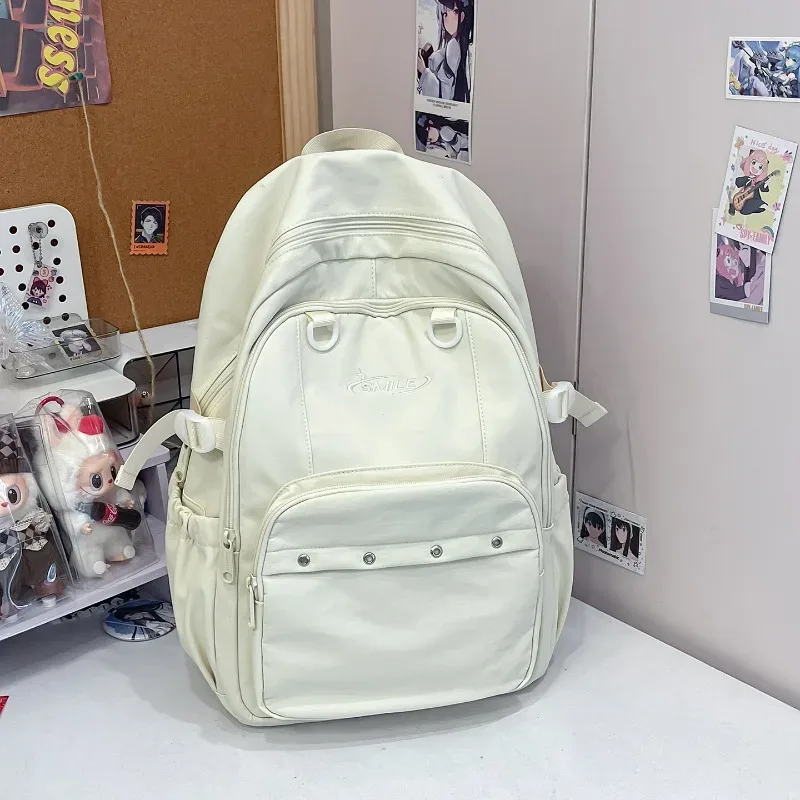 Sac à dos brodé avec lettres, grande capacité, léger, respirant, cartable d'école pour étudiants, sac de voyage de loisirs, sac à dos pour fille, sac pour ordinateur portable