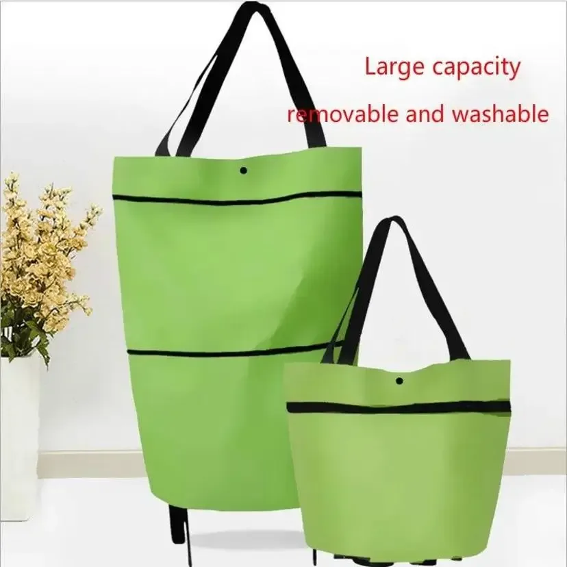 chariot de courses en tissu oxford, sacs multifonctionnels portables, sac fourre-tout pliable en toile, sac d'épicerie réutilisable, moderne et simple