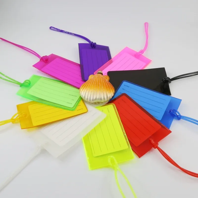 étiquette de bagage de voyage en pvc souple, 10 pièces, couleur avion, silicone, vente en gros, accessoires d'étiquette de valise, nom de sac, manchon de carte d'étiquette d'air