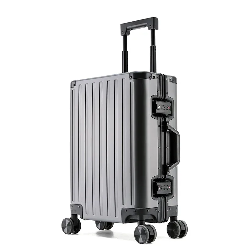 valise en alliage d'aluminium et de magnésium pour hommes et femmes, étui à roulettes expressément encadré en aluminium, voyage d'embarquement en métal, 24 po, 20 po