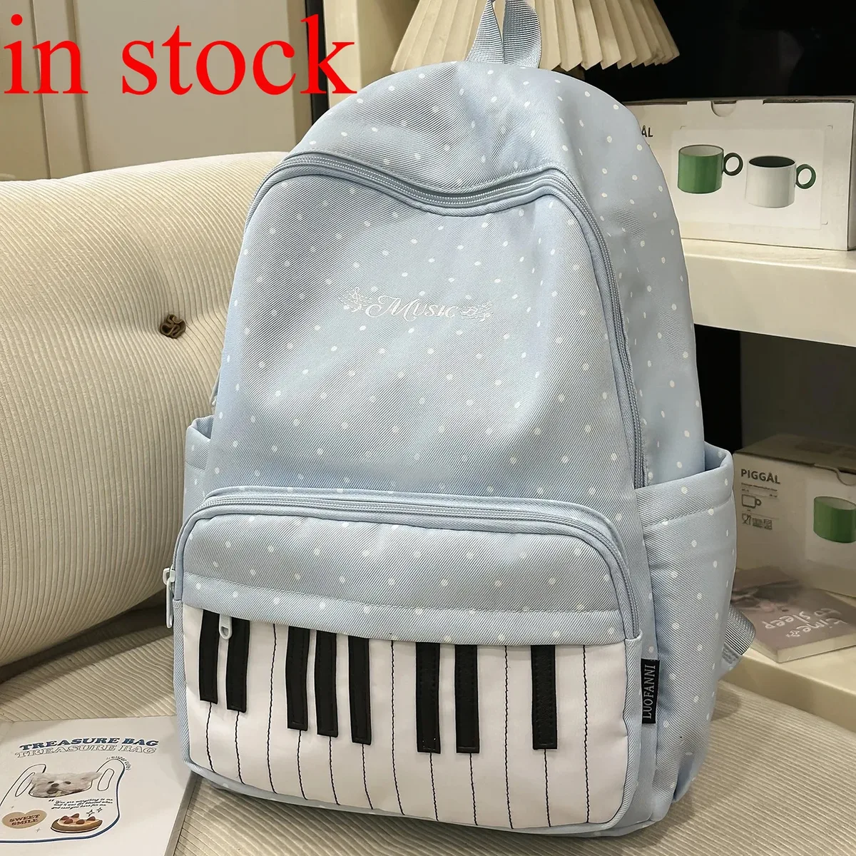piano personnalisé mochilas mujer imprimé à pois mochila grande capacité sac à la mode simple bolsas sac à dos sacs pour femme