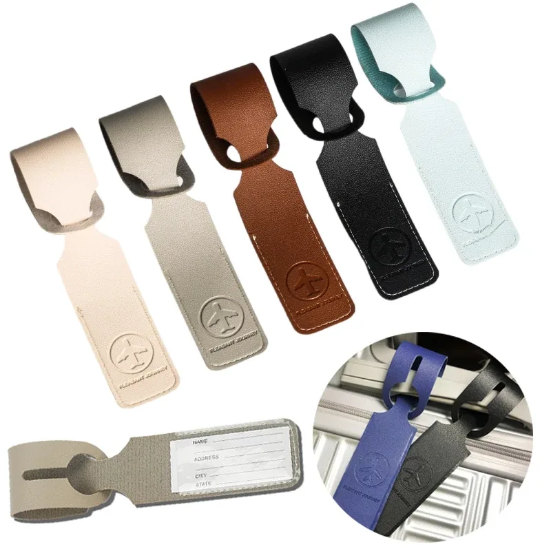 étiquette de bagage en cuir pu, 1 pièce, identifiant de valise à bagages créatif, support d'identification, ét