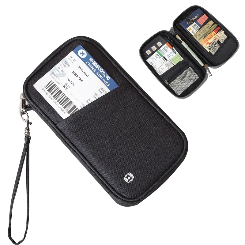 porte-passeport anti-rfid, organiseur de documents de voyage familial avec emplacements pour cartes, sac de rangement sécurisé pour les voyages et les activités de plein air