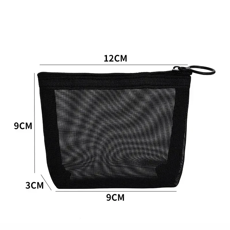 trousses de toilette en maille noire pour femmes, trousse de maquillage de voyage, petite et grande trousse, organisateur, étuis à cosmétiques, rangement d'articles de toilette, pochette à main