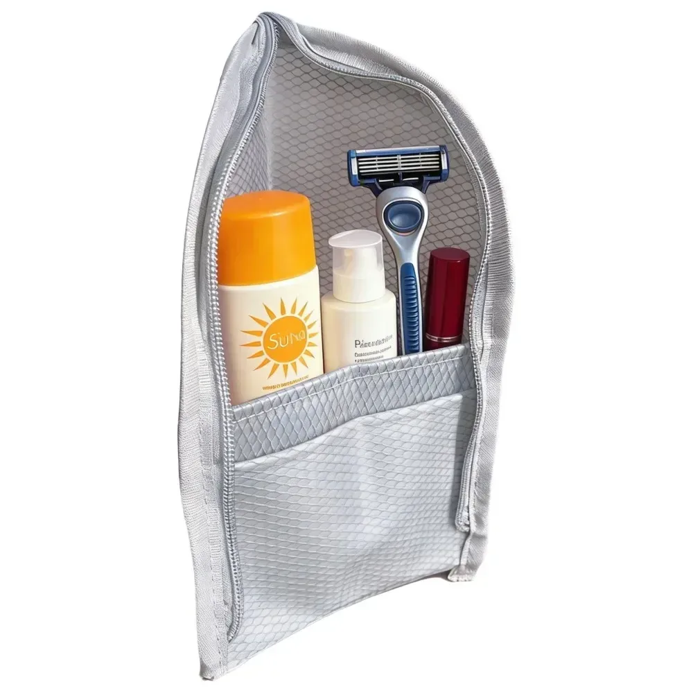 trousse de toilette verticale, trousse de toilette de voyage portable pliable à suspendre, sac de rangement pour cosmétiques imperméable de grande capacité
