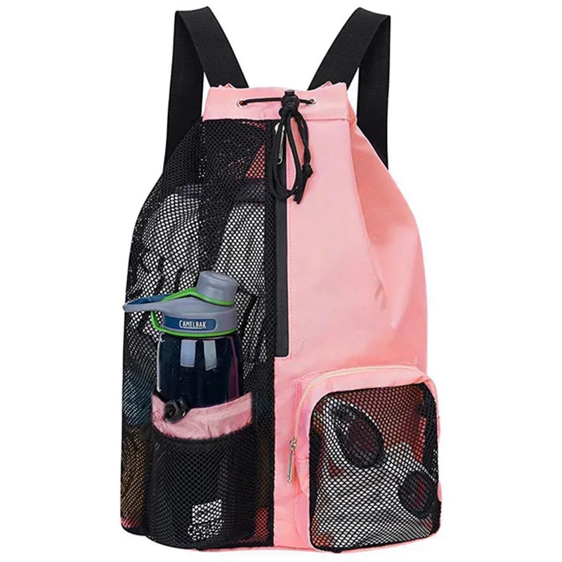 sac à dos de plage en maille avec poche étanche, sac de piscine à cordon, sac de natation imperméable, sac à dos de sport pour hommes et femmes