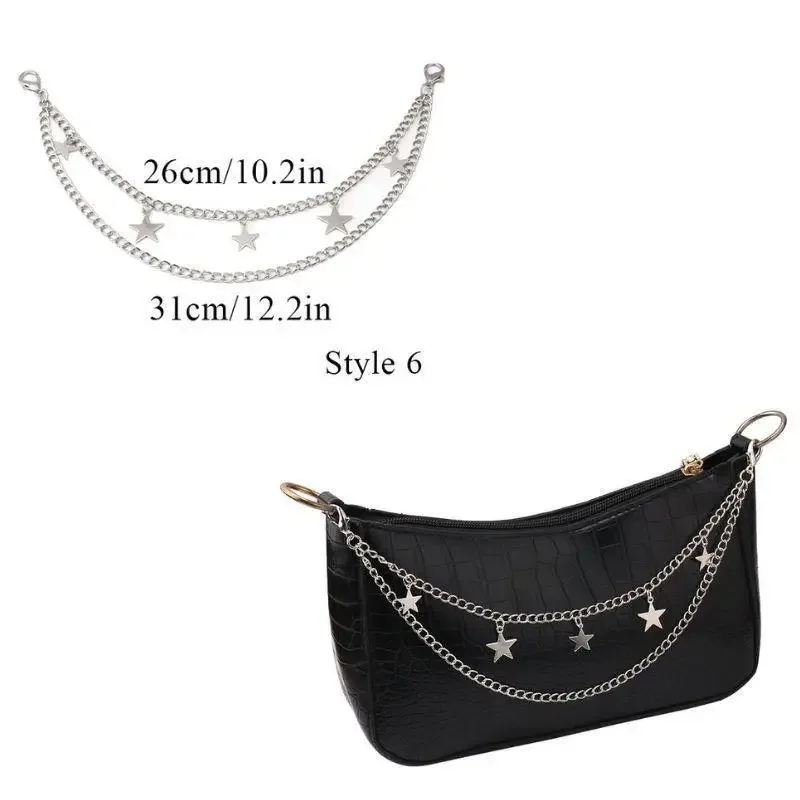 y2k – sangle en chaîne de perles en métal pour sacs, chaîne de sac multicouche pour sac à main, poignées de bricolage, pendentif étoile, sac à bandoulière, accessoires de chaîne