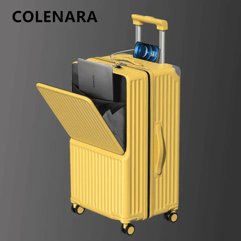 COLENARA USB valise de chargement ouverture avant ordinateur portable chariot étui chariot Style sac de voyage 24 "26" 28 "30 pouces bagages de grande capacité