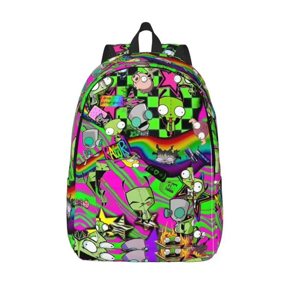 invader zim gir dib vert dib robot sac à dos mochila tendance étudiant sac d'école ordinateur portable sac à dos adolescent grand voyage sac à bandoulière