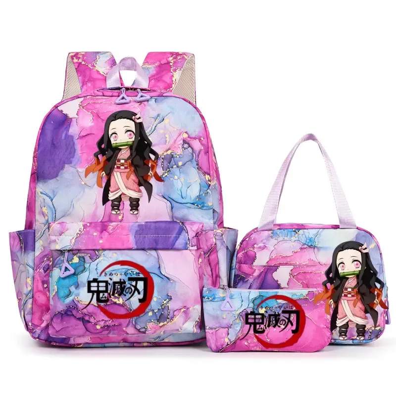 sac à dos demon slayer nezuko kamado pour adolescents, cartable de grande capacité avec sac à bandoulière pour usage quotidien, pour filles et femmes, mochilas de voyage