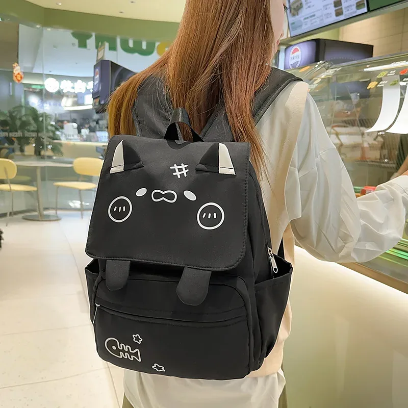 sac à dos chaton mignon harajuku kawaii poisson chat imprimé étudiant sac d'école hommes femmes dessin animé populaire grande capacité voyage sac à dos