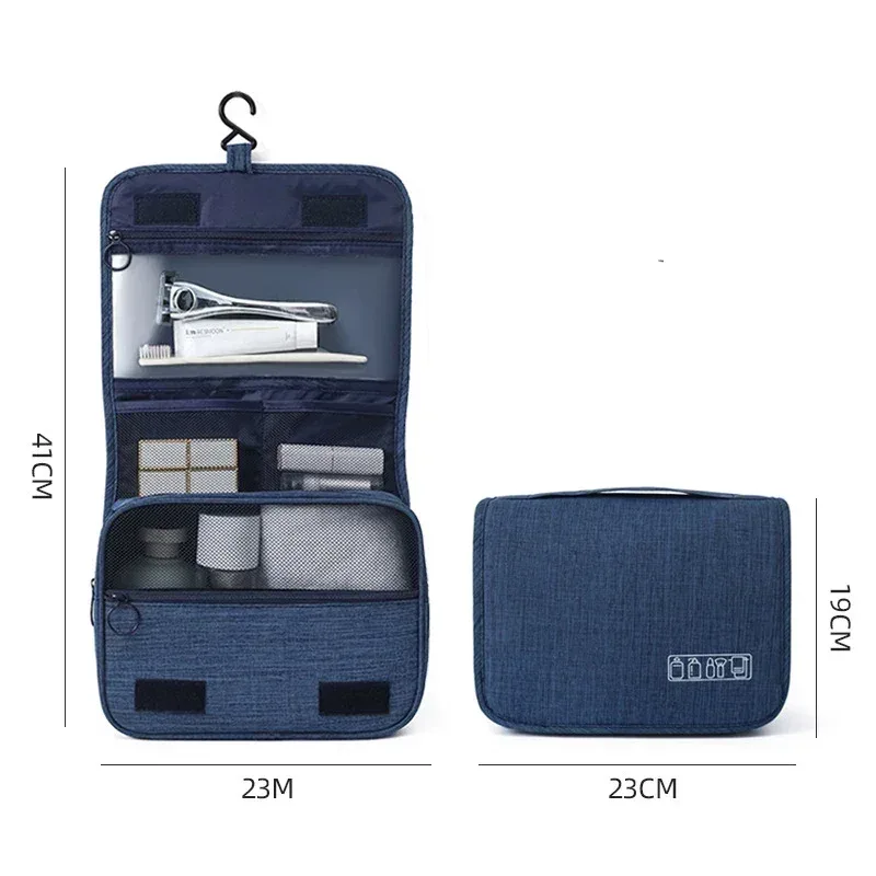sac de rangement portable en tissu oxford pour hommes et femmes, sac de rangement de produits de toilette, sac à cosmétiques, pochette de lavage de voyage suspendue étanche